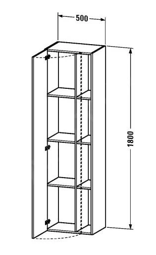 Duravit DuraStyle - Hoge Kast 1800x500x360 Mm, Links, Glanzend Wit DS1249L2222 4 Duravit DuraStyle - Hoge Kast 1800x500x360 Mm, Links, Glanzend Wit DS1249L2222 - Afbeelding 2