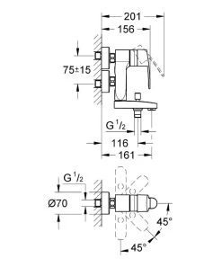 Grohe Eurostyle Cosmopolitan - Eengreeps Badmengkraan Vertica, Chroom 23301000 -BadderenMetVoordeel 048ec5461bb731b8a1077534