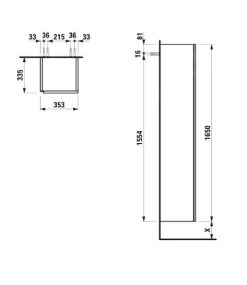 Laufen Lani - Hoge Kast 165x35 Cm, 1 Deur, Scharnieren Rechts, Eiken H4037221122671 -BadderenMetVoordeel 0a7270536aa94a3be7e478c1 1