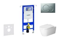 Geberit Duofix - Toiletset Met Sigma01 Bedieningsplaat, Mat Chroom + Duravit ME By Starck Hangend Toilet En Wc Bril, Rimless, SoftClose 111.355.00.5 NM3