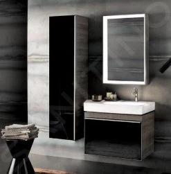 Geberit Citterio - Hoge Badkamerkast 1600x400 Mm, Glanzend Zwart/eik Grijsbruine 500.554.JJ.1 -BadderenMetVoordeel 1069a17218e30a9cf7f79b10