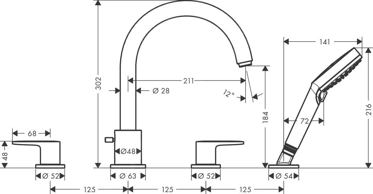 Hansgrohe Vernis Blend - Badrandkraan, 4-gats, Mat Zwart 71456670 4 Hansgrohe Vernis Blend - Badrandkraan, 4-gats, Mat Zwart 71456670 - Afbeelding 2