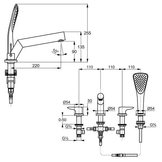 Kludi Objekta - 4- Gats Badrandcombinatie, Chroom 324250575 4 Kludi Objekta - 4- Gats Badrandcombinatie, Chroom 324250575 - Afbeelding 2