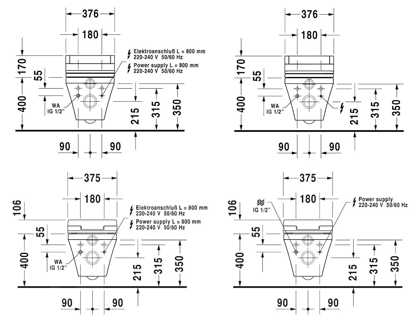 Duravit DuraStyle - Wandcloset Voor SensoWash, Rimless, Met HygieneGlaze, Alpine Wit 2542592000 5 Duravit DuraStyle - Wandcloset Voor SensoWash, Rimless, Met HygieneGlaze, Alpine Wit 2542592000 - Afbeelding 3