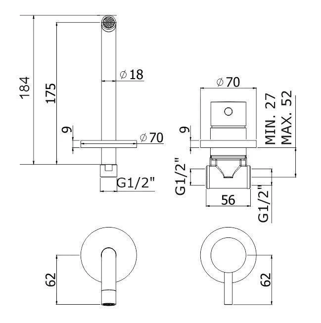 Paffoni Light - 2-gats Inbouw Wastafelkraan, Zwart Mat LIG006NO70 4 Paffoni Light - 2-gats Inbouw Wastafelkraan, Zwart Mat LIG006NO70 - Afbeelding 2