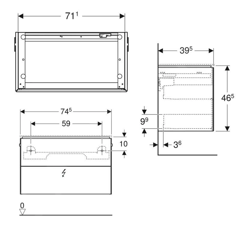 Geberit ONE - Wastafelonderkast 745x465x395 Mm, 2 Laden, Met LED Verlichting En Afvoerregeling, Glanzend Wit 500.381.01.1 4 Geberit ONE - Wastafelonderkast 745x465x395 Mm, 2 Laden, Met LED Verlichting En Afvoerregeling, Glanzend Wit 500.381.01.1 - Afbeelding 2
