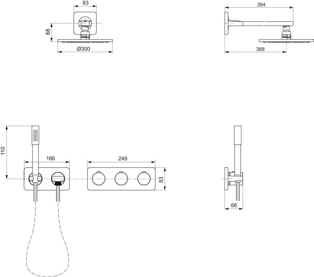 Ideal Standard Archimodule - Doucheset 300 Met Inbouwthermostaat, 1jet, Chroom A1549AA 4 Ideal Standard Archimodule - Doucheset 300 Met Inbouwthermostaat, 1jet, Chroom A1549AA - Afbeelding 2