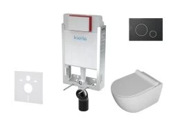 Kielle Genesis - Set Voorwandinstallatie, Toilet Gaia, Toiletbril Softclose En Bedieningspaneel Gemini II, Mat Zwart / Chroom 30505SZ08