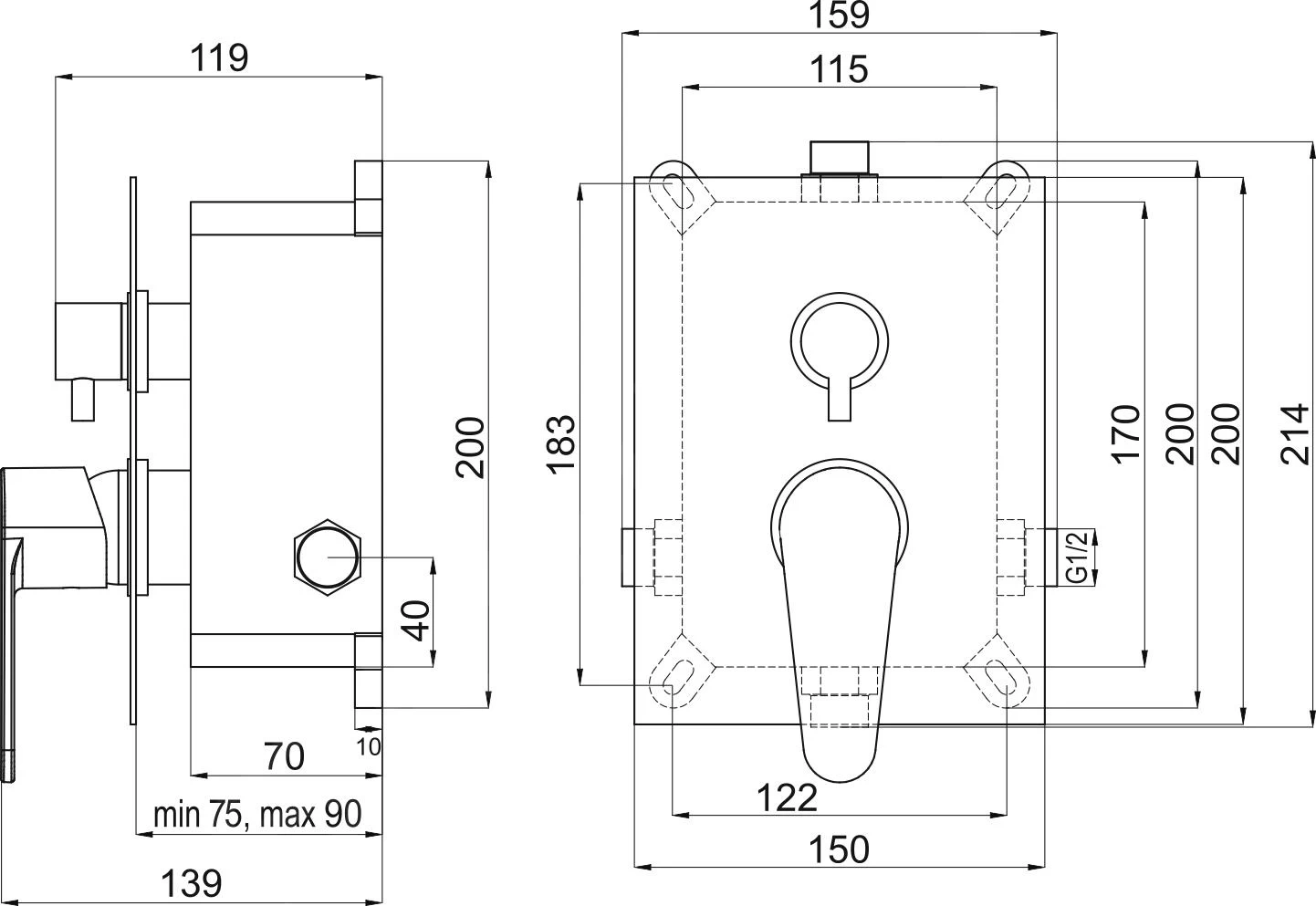 Novaservis Titania Fresh - Inbouwkraan Voor 2 Functies Met Binnenwerk, Chroom BOX96051R,0 4 Novaservis Titania Fresh - Inbouwkraan Voor 2 Functies Met Binnenwerk, Chroom BOX96051R,0 - Afbeelding 2