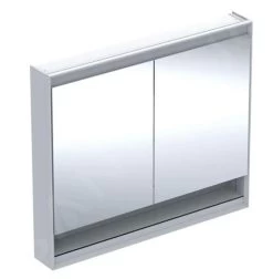 Geberit ONE - Spiegelkast Met LED-verlichting, 1050x900x150 Mm, 2 Deuren, Met Nis, Aluminium 505.834.00.1