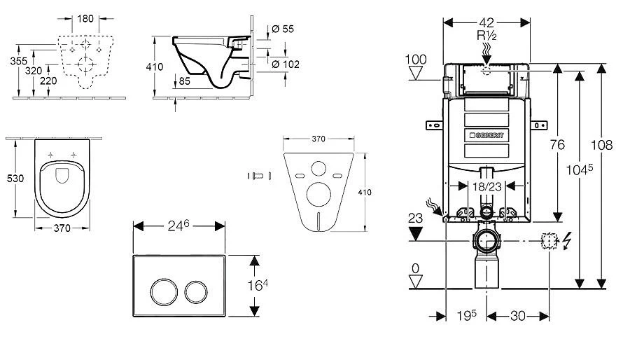 Geberit Kombifix - Set Voorwandinstallatie, Toilet En Zitting Villeroy & Boch, Bedieningspaneel Sigma30, DirectFlush, SoftClose, CeramicPlus, Wit / Glanzend Chroom 110.302.00.5 NB5 4 Geberit Kombifix - Set Voorwandinstallatie, Toilet En Zitting Villeroy & Boch, Bedieningspaneel Sigma30, DirectFlush, SoftClose, CeramicPlus, Wit / Glanzend Chroom 110.302.00.5 NB5 - Afbeelding 2