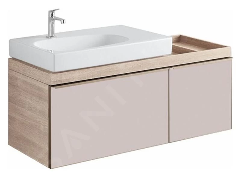 Geberit Citterio - Wastafelonderkast 750 Mm, Met Bijzetplank, Glanzend Glas/taupe/licht Eiken 500.562.JI.1 3 Geberit Citterio - Wastafelonderkast 750 Mm, Met Bijzetplank, Glanzend Glas/taupe/licht Eiken 500.562.JI.1