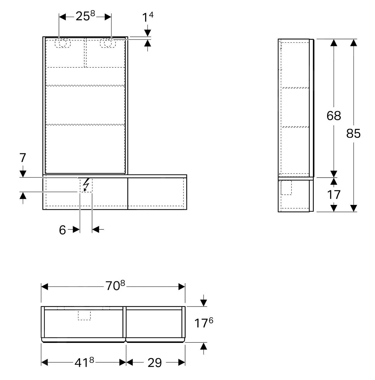 Geberit Selnova Square - Spiegelkast 850x708x176 Mm, 3 Deuren, Mat Lava 501.391.JK.1 4 Geberit Selnova Square - Spiegelkast 850x708x176 Mm, 3 Deuren, Mat Lava 501.391.JK.1 - Afbeelding 2