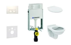 Geberit Kombifix - Inbouwreservoir Voor Hangend Toilet Met DELTA50 Bedieningsknop, Alpine Wit + Closet Alpha Met WC-zitting 110.100.00.1 NR4