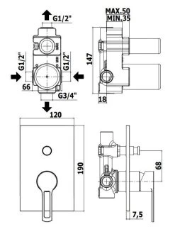 Paffoni Ringo - Inbouw Douchekraan, 2 Functies, Met Omstelkraan En Inbouwdeel Mat Zwart RIN015NO/M -BadderenMetVoordeel 7e575b3811e2529a6ac9d412