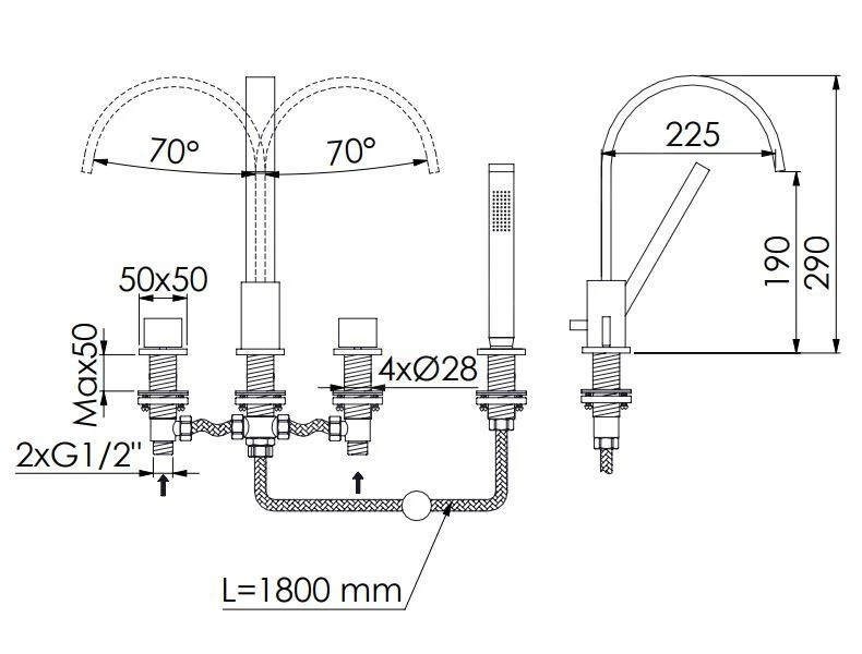 Steinberg 135 - Badrandkraan, 4-gats Installatie, Chroom 135 2402 4 Steinberg 135 - Badrandkraan, 4-gats Installatie, Chroom 135 2402 - Afbeelding 2
