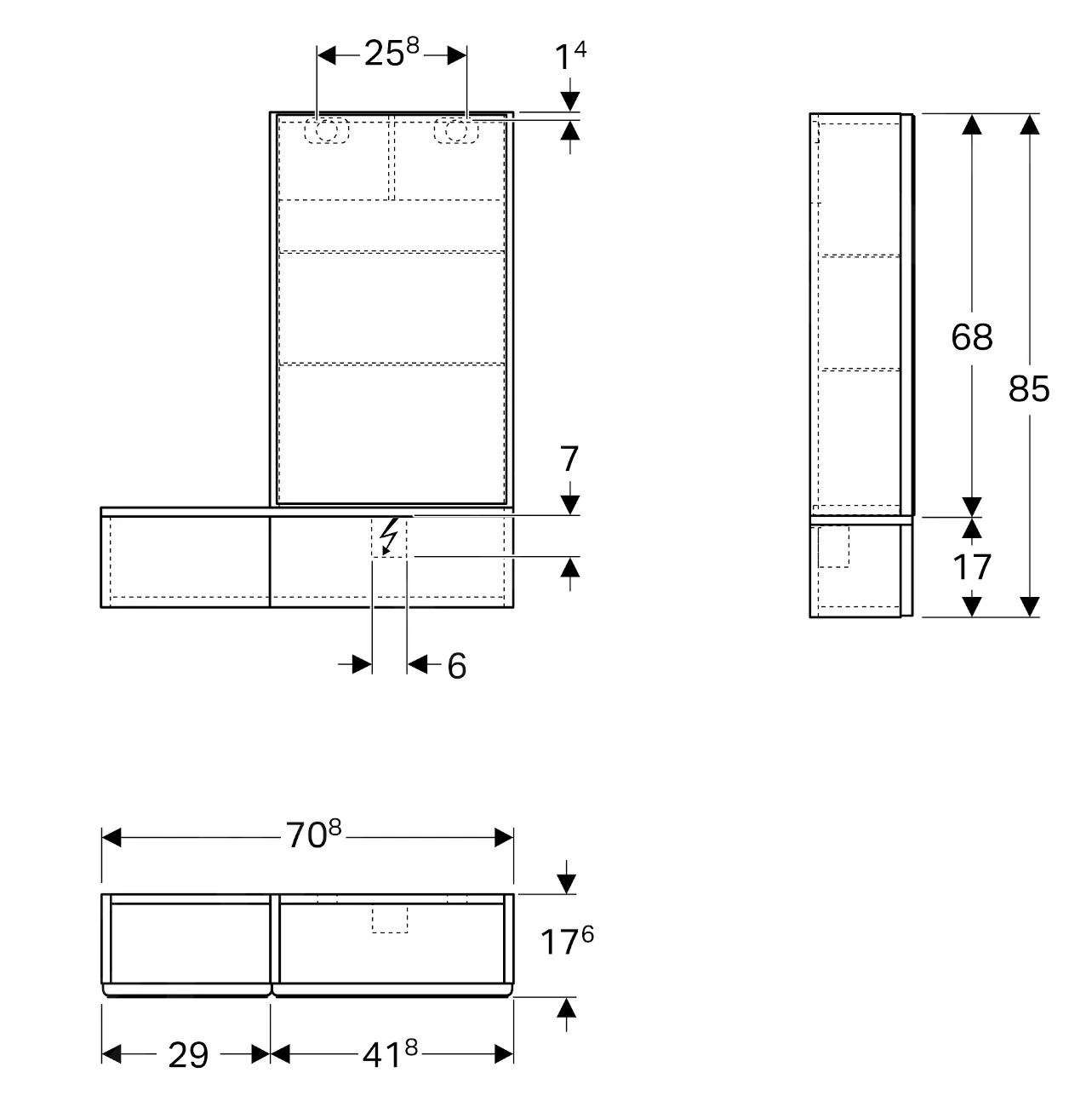 Geberit Selnova Square - Spiegelkast 850x708x176 Mm, 3 Deuren, Mat Lava 501.390.JK.1 4 Geberit Selnova Square - Spiegelkast 850x708x176 Mm, 3 Deuren, Mat Lava 501.390.JK.1 - Afbeelding 2