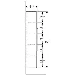 Geberit ICon - Hoge Kast Met Deur En Spiegel, 360x1500x309 Mm, Platina Hoogglans 840152000 -BadderenMetVoordeel 862517295b48728605cb2f3a 1