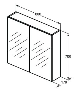 Ideal Standard Mirror&Light - Spiegelkast Met LED Verlichting En Inlegplank, 800x700 Mm, Aluminium T3442AL -BadderenMetVoordeel 87426324ab33377304895efe