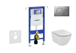 Geberit Duofix - Set Voorwandinstallatie, Toilet En Zitting Ideal Standard Tesi, Bedieningsplaat Sigma01, Mat Chroom 111.355.00.5 NF3