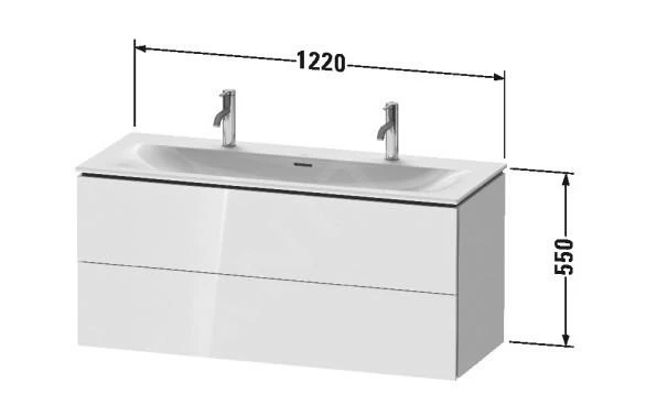 Duravit L-Cube - Wastafelonderkast 550x1220x481 Mm, 2 Laden, Glanzend Wit LC630902222 4 Duravit L-Cube - Wastafelonderkast 550x1220x481 Mm, 2 Laden, Glanzend Wit LC630902222 - Afbeelding 2