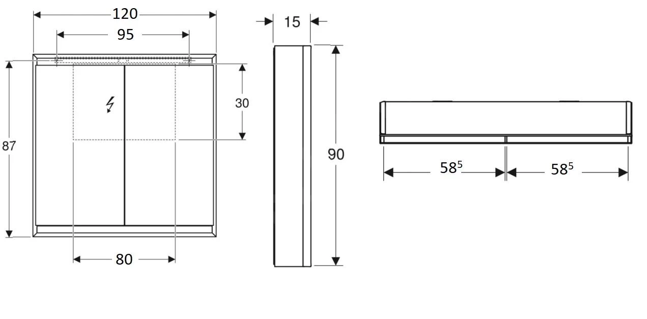 Geberit ONE - Spiegelkast Met LED-verlichting, 1200x900x150 Mm, 2 Deuren, Aluminium 505.815.00.1 4 Geberit ONE - Spiegelkast Met LED-verlichting, 1200x900x150 Mm, 2 Deuren, Aluminium 505.815.00.1 - Afbeelding 2