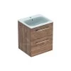 Geberit Selnova Square - Wastafelonderkast 635x538x480 Mm, Met Wastafel, 2 Laden, Hickorynoot 501.234.00.1