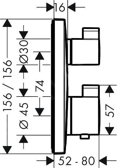 Hansgrohe Ecostat Square - Afdekset Voor Thermostaat Met Met Stopkraan, 2 Functie, Chroom 15714000 4 Hansgrohe Ecostat Square - Afdekset Voor Thermostaat Met Met Stopkraan, 2 Functie, Chroom 15714000 - Afbeelding 2