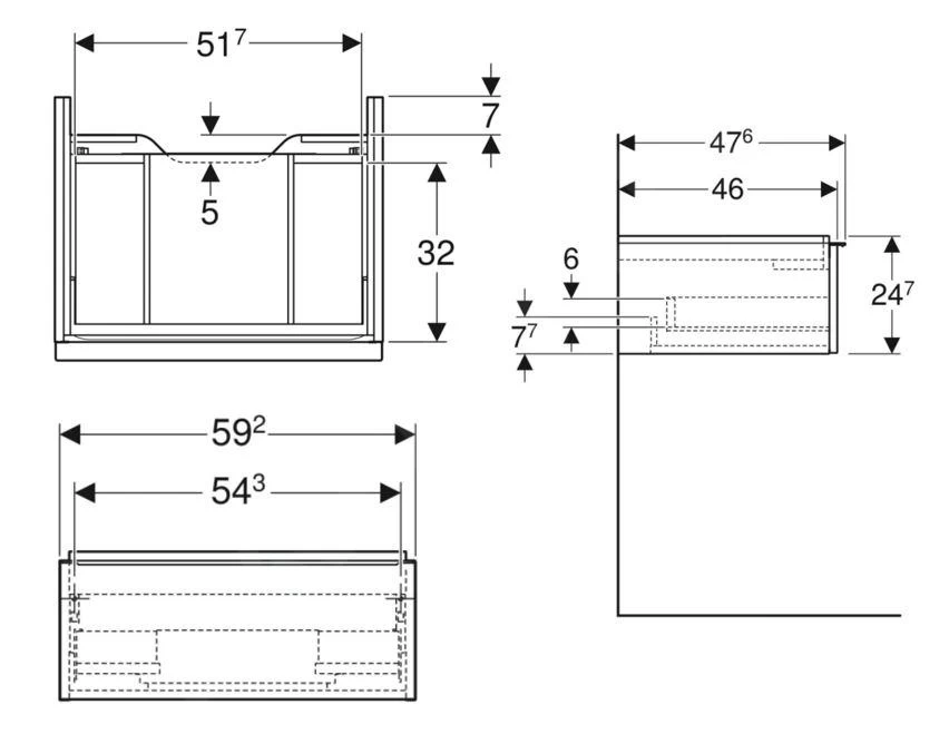 Geberit ICon - Wastafelonderkast 592x247x476 Mm, 1 Lade, Glanzend Wit 502.310.01.2 4 Geberit ICon - Wastafelonderkast 592x247x476 Mm, 1 Lade, Glanzend Wit 502.310.01.2 - Afbeelding 2