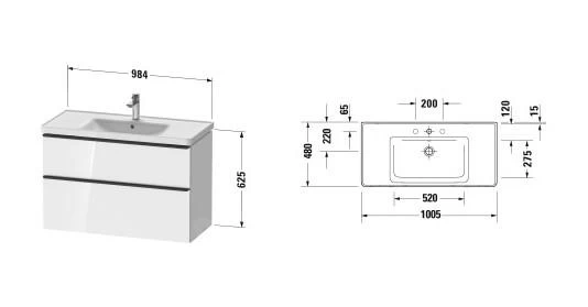 Duravit D-Neo - Wastafelonderkast Met Wastafel, 1005x775x480 Mm, 2 Laden, Black Oak DE012201616 4 Duravit D-Neo - Wastafelonderkast Met Wastafel, 1005x775x480 Mm, 2 Laden, Black Oak DE012201616 - Afbeelding 2