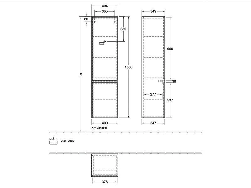 Villeroy & Boch Collaro - Hoge Badkamerkast, 404x1538x349 Mm, 2 Deuren, Scharnieren Links, Glossy White C03300DH 4 Villeroy & Boch Collaro - Hoge Badkamerkast, 404x1538x349 Mm, 2 Deuren, Scharnieren Links, Glossy White C03300DH - Afbeelding 2