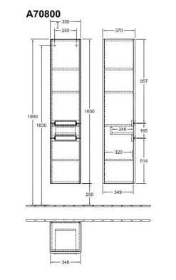 Villeroy & Boch Subway 2.0 - Hoge Badkamerkast, 1650x370x350 Mm, Glossy Grey A70800FP -BadderenMetVoordeel b986dd3b72cf795670d68bd6