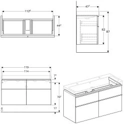 Geberit ICon - Onderkast Voor Dubbele Wastafel Met 4 Laden 1200 Mm, Lava Look 841421000 -BadderenMetVoordeel bb04f1854ef7b7ba3cc6a057