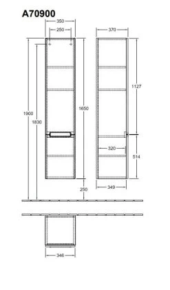 Villeroy & Boch Subway 2.0 - Hoge Badkamerkast, 1650x370x350 Mm, Scharnieren Links, Mat Wit A70900MS -BadderenMetVoordeel bd53891412831ab546d76e43