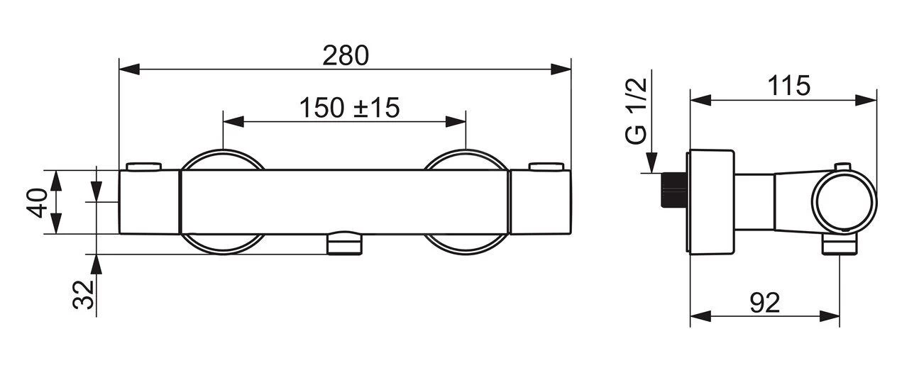 Hansa Prisma - Thermostatische Douchekraan, Chroom 58080101 4 Hansa Prisma - Thermostatische Douchekraan, Chroom 58080101 - Afbeelding 2