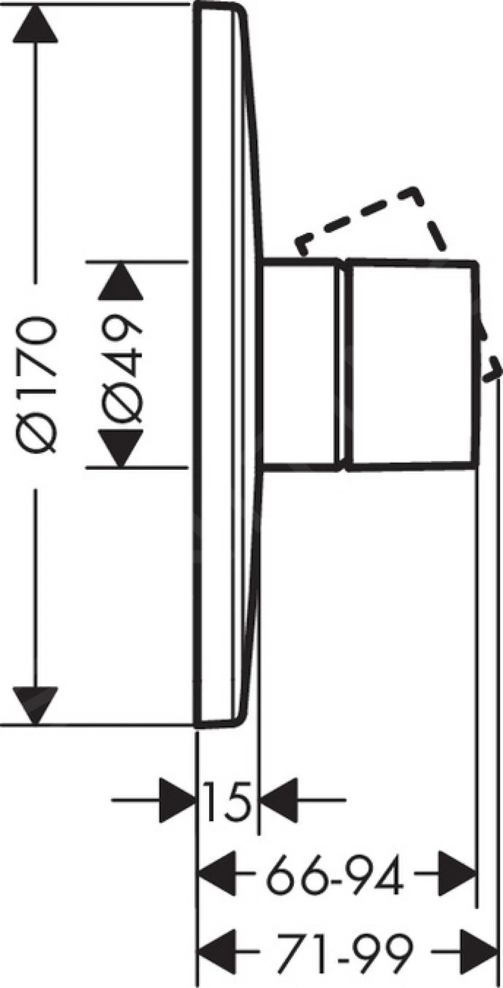 Axor Uno - Afdekset Douchekraan Met Zero Greep, Geborsteld Nikkel 45605820 4 Axor Uno - Afdekset Douchekraan Met Zero Greep, Geborsteld Nikkel 45605820 - Afbeelding 2
