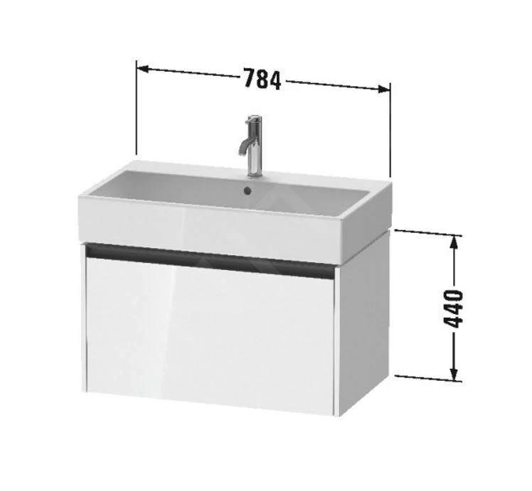 Duravit Ketho.2 - Wastafelkast 440x784x460 Mm, 1 Lade, Mat Wit K25077018180000 4 Duravit Ketho.2 - Wastafelkast 440x784x460 Mm, 1 Lade, Mat Wit K25077018180000 - Afbeelding 2