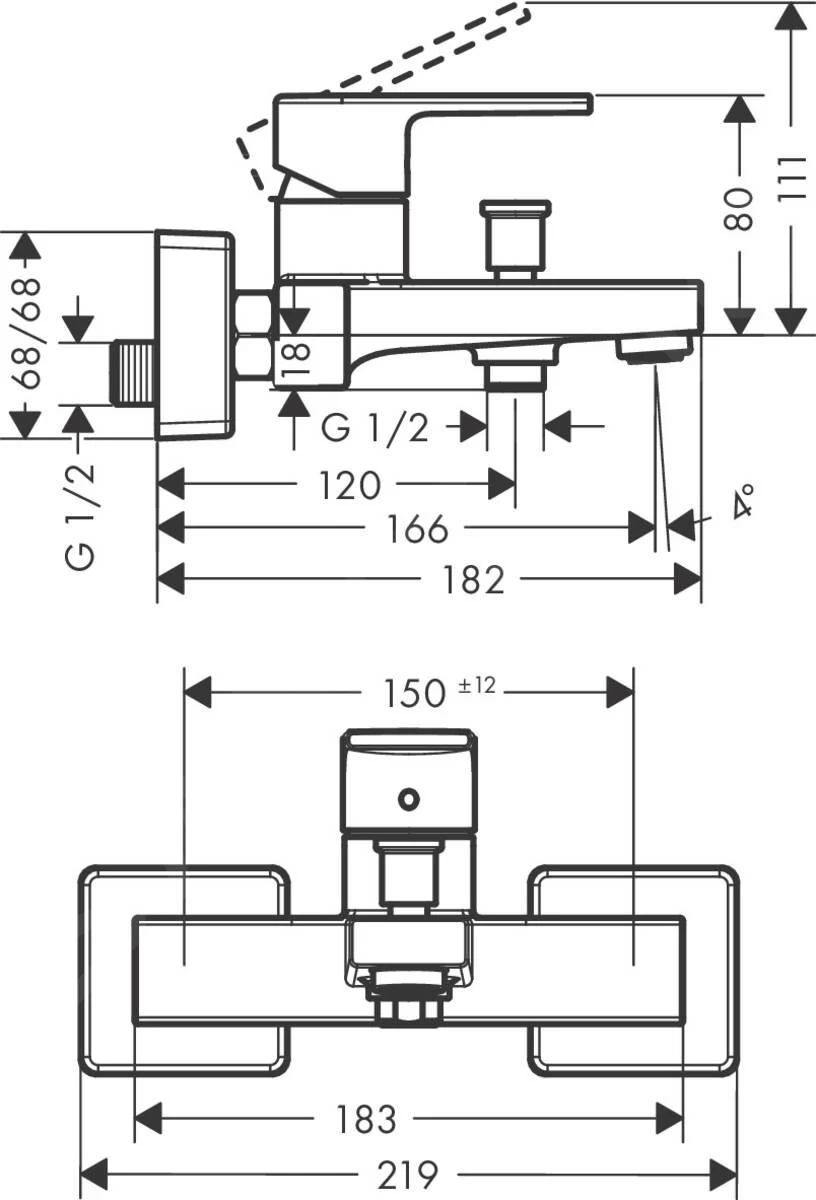 Hansgrohe Vernis Shape - Badkraan, Mat Zwart 71450670 4 Hansgrohe Vernis Shape - Badkraan, Mat Zwart 71450670 - Afbeelding 2