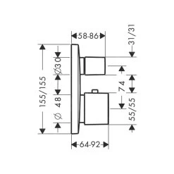 Hansgrohe PuraVida - Afdekset Voor Thermostaat Met Stop- En Omstelkraan, Chroom 15771000 -BadderenMetVoordeel e016da0d75291732a56c6445