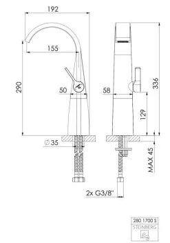 Steinberg 280 - Wastafelkraan, Mat Zwart 280 1700 S -BadderenMetVoordeel e310ddf09ae6d61d76d89271