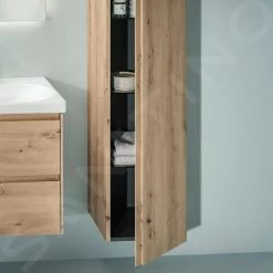 Laufen Lani - Hoge Kast 165x35 Cm, 1 Deur, Scharnieren Rechts, Eiken H4037221122671 -BadderenMetVoordeel e90bf9737e2b01015bee3524