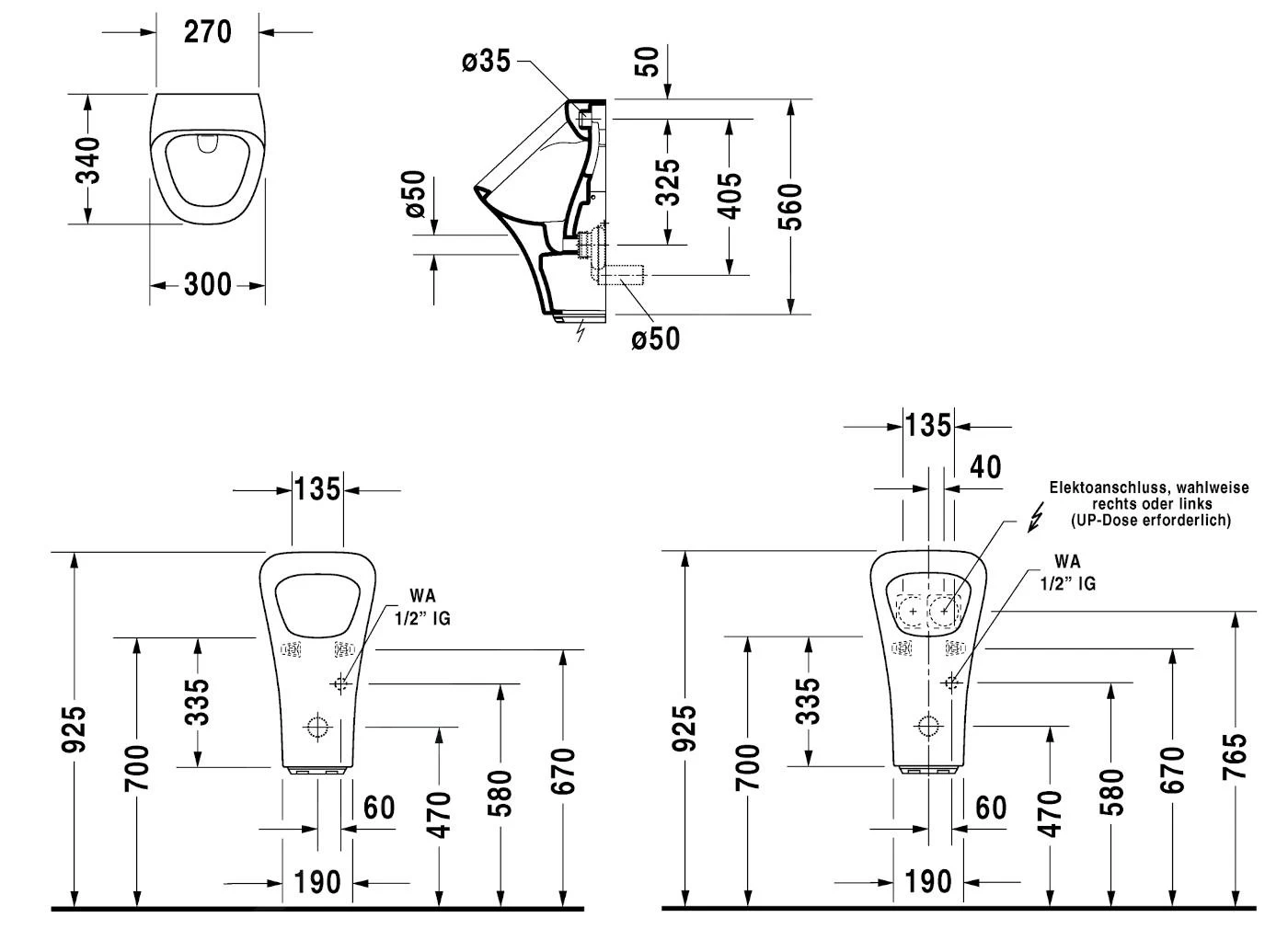 Duravit DuraStyle - Urinoir, Elektrische Bediening, Afval Achteraan, Wit 2804310093 4 Duravit DuraStyle - Urinoir, Elektrische Bediening, Afval Achteraan, Wit 2804310093 - Afbeelding 2