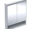 Geberit ONE - Spiegelkast Met LED-verlichting, 750x900x150 Mm, 2 Deuren, Met Nis, Inbouw, Aluminium 505.822.00.1 -BadderenMetVoordeel ef406cebd5534c826f11308d